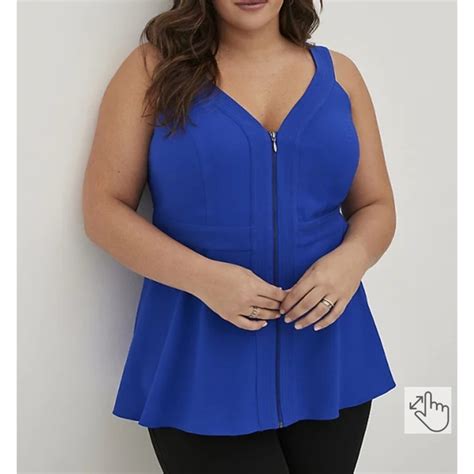 Torrid Tops Torrid Crepe Zip Front Peplum Poshmark