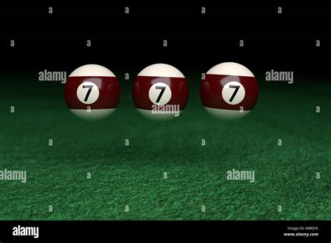 Win Number Seven Three Billiard Balls Floating On Air On Green Felt