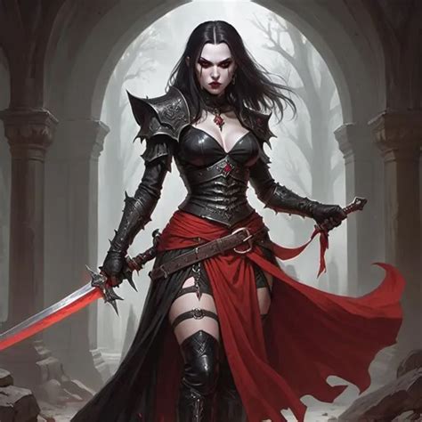 Dhampir Wielding Great Sword Wearing Goth Skirt No T