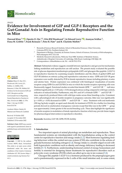 PDF Evidence For Involvement Of GIP And GLP 1 Receptors And The Gut