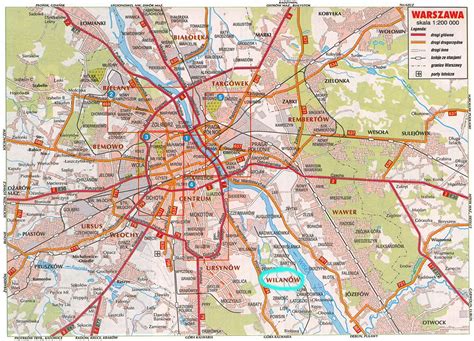 Map of Warsaw, Poland