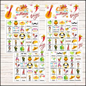 CINCO DE MAYO Bingo Game 30 Printable Mexican Party Fiesta BINGO Cards