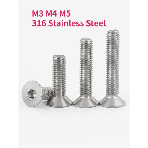 M3 M4 M5 316 Stainless Steel Countersunk Head Hex Hexagonal Socket