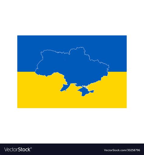 Ukrainian flag with map on it stock isolated Vector Image