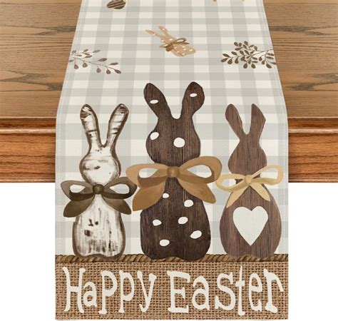 Amazon Artoid Mode Buffalo Plaid Wood Bunny Rabbits Happy Easter