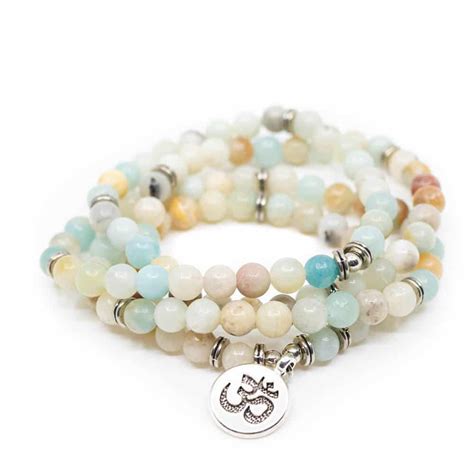 Gemstone Bracelet Amazonite Elastic With Ohm Zenvol Europe