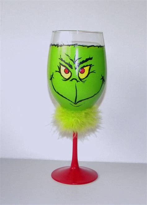 Grinch Wine Glass The Grinch Hand Painted Wine Glass Christmas Wine