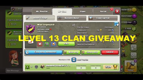 🔴level 13 Clan Giveaway Rules Stream 💖join For More Details 😍 Clash Of Clans Bharat Players