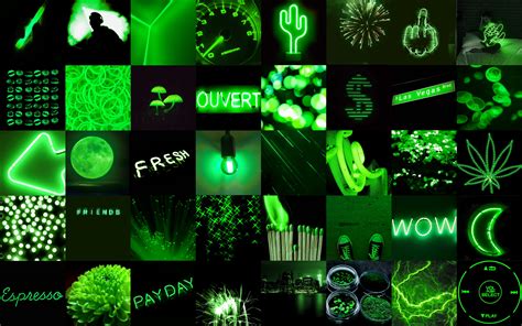 40 Dark Green Neon Wall Collage Kit Etsy