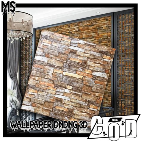 Paket 10 Lembar Wallpaper Dinding 3D Embossed Bahan Foam Timbul Motif