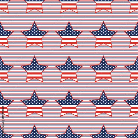 Usa Patriotic Stars Seamless Pattern On Red And Blue Diagonal Stripes