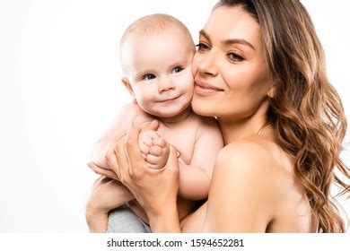 Portrait Naked Mother Holding Laughing Baby Stock Photo 1596127750 Shutterstock