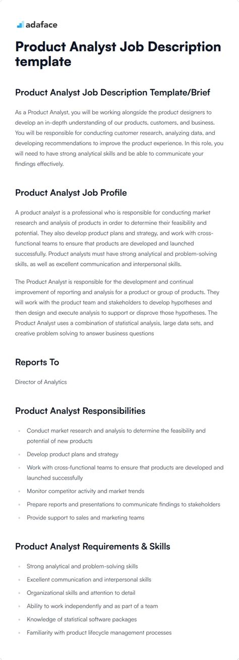 Product Analyst Job Description Template Adaface