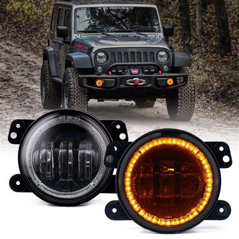 Jeep Gladiator 4 Inch Escapade Series 60w Led Fog Lights With Yellow Halo Ring Drl 20 24 Jeep