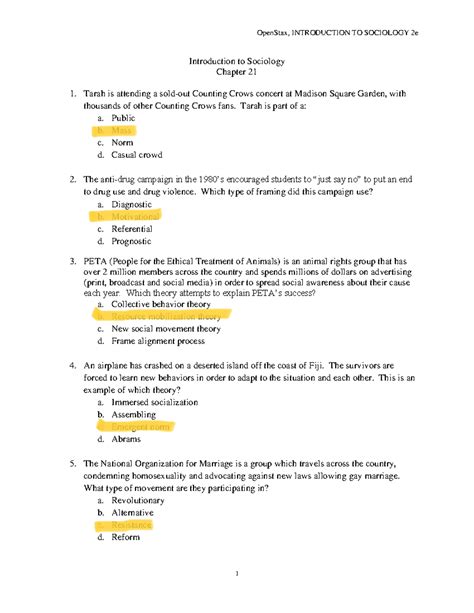 Chapter Quiz A Study Guide Quiz To Sociology Openstax