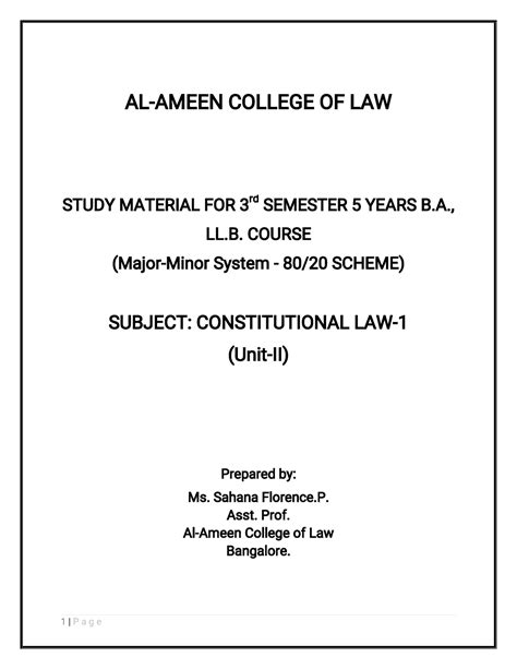 3rd Sem 2nd Unit Cons Zdvxdvz AL AMEEN COLLEGE OF LAW STUDY