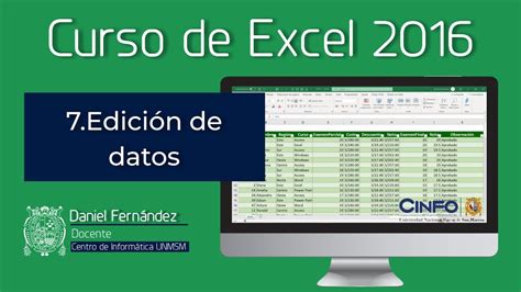 Edición de datos en Excel 2016 YouTube