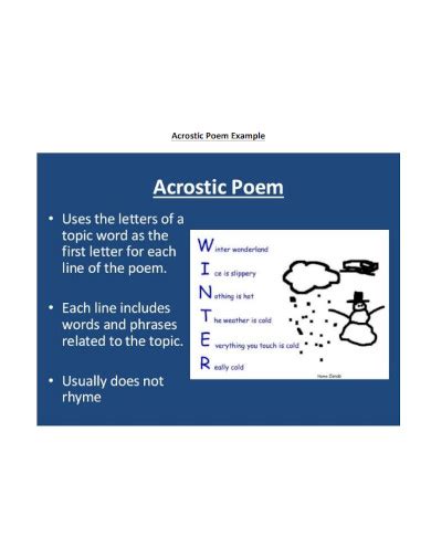 Acrostic Poem - Examples, PDF | Examples