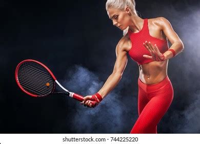 Beautiful Blonde Sport Woman Tennis Player Stock Photo 744225220