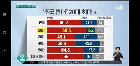 각 연령대별 조국 지지율 Dvdprime