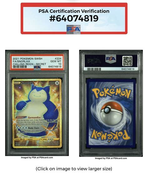 Pok Mon Chilling Reign Full Art Snorlax Secret Psa Values Mavin