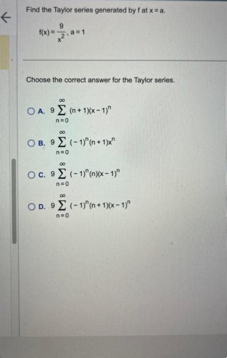 Solved Find The Taylor Series Generated By F At Xa