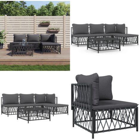 Tlg Garten Lounge Set Mit Kissen Anthrazit Stahl Garten Lounge Set