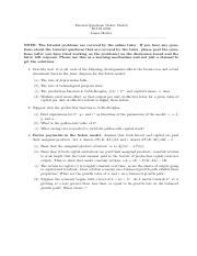 Tutorial Solow Pdf Tutorial Questions Solow Model Econ James