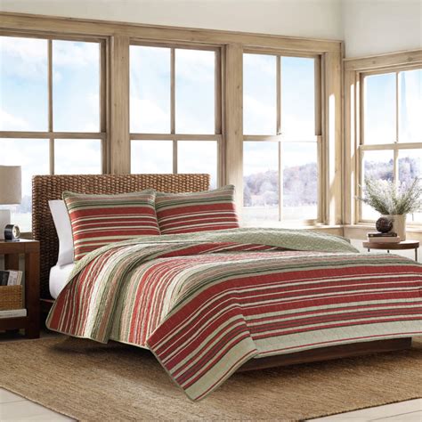 Eddie Bauer Yakima Valley Stripe Red Quilt Set Twin