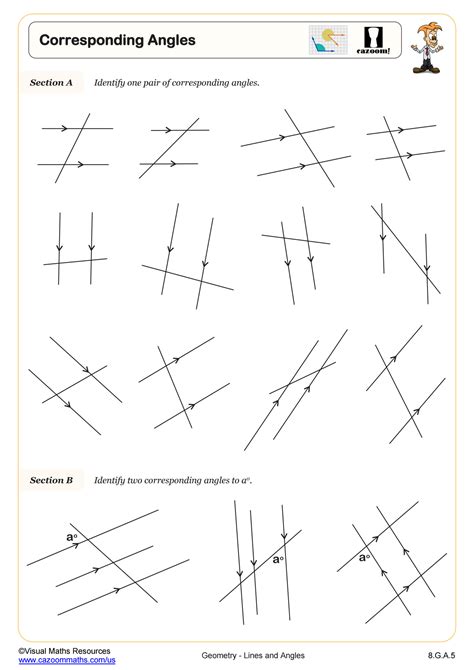 Corresponding Angles Worksheet | Fun and Engaging 8th Grade PDF Worksheets