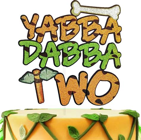 Yabba Dabba Two Cake Topper Caveman 2nd Birthday Cake Topper Stone Age Theme 2nd Birthday