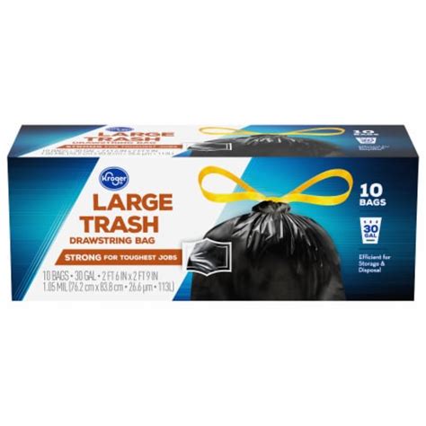 Kroger 30 Gallon Large Drawstring Trash Bags 10 Ct Kroger