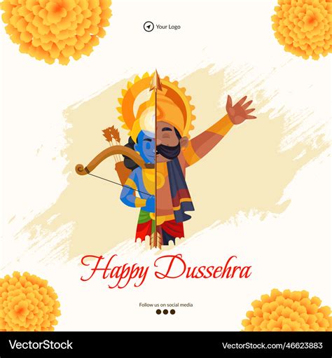 Traditional indian festival happy dussehra banner Vector Image