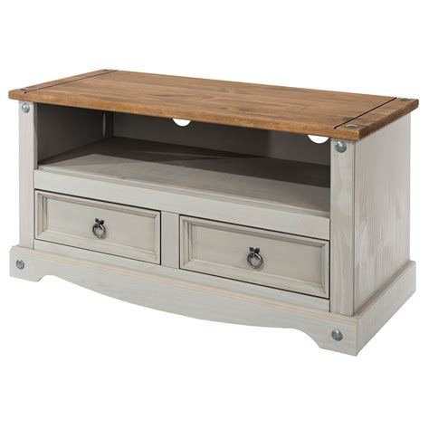 Azusa Grey TV Unit Grey Wax Self Assembly Oak World