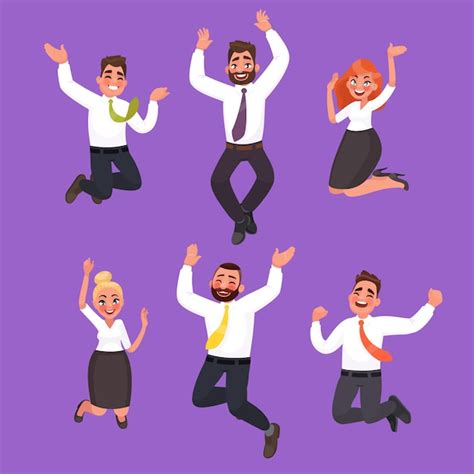 Premium Vector Set Of Happy Business People Jumping Office Workers