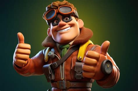 Premium Photo Cartoon Character With Goggles Giving A Thumbs Up