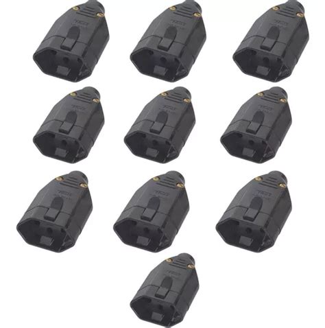 Kit 10 Plug Tomada Fêmea 2p T 20a Preto C Trava Fame 2147