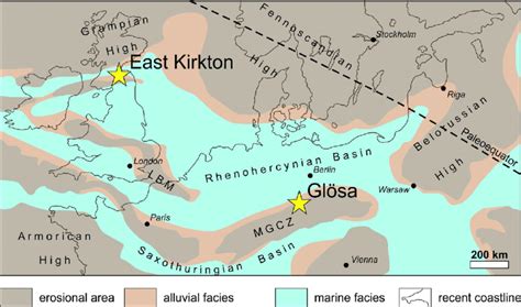 Paleogeographic Map Of The Early Carboniferous In Europe With The