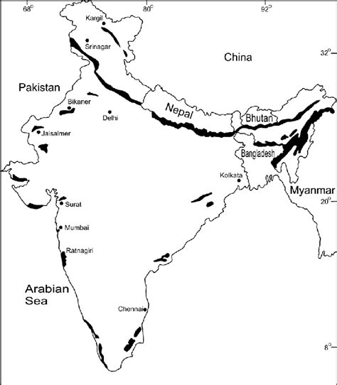 Map Of India Showing Distribution Of Tertiary Exposures Download Scientific Diagram