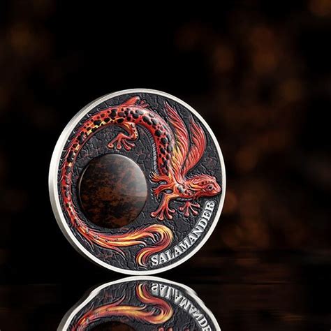 Salamander Chronicles Of Fire 2 Oz Antique Finish Silver Coin 10 Cedis