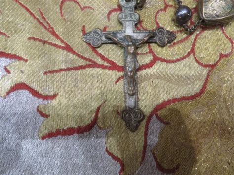 Rare Ancien Grand Chapelet Souvenir De Lourdes Xixe Christ Crucifix