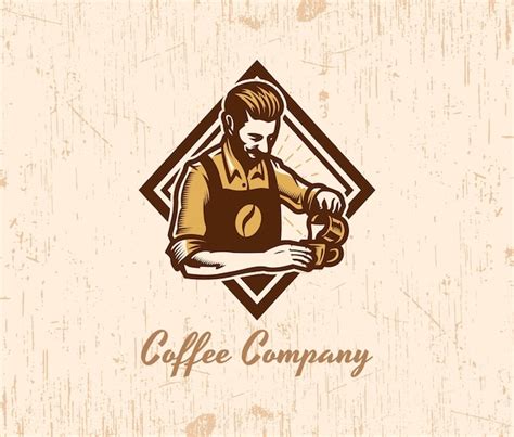 Vintage Kaffee Logo Premium Vektor