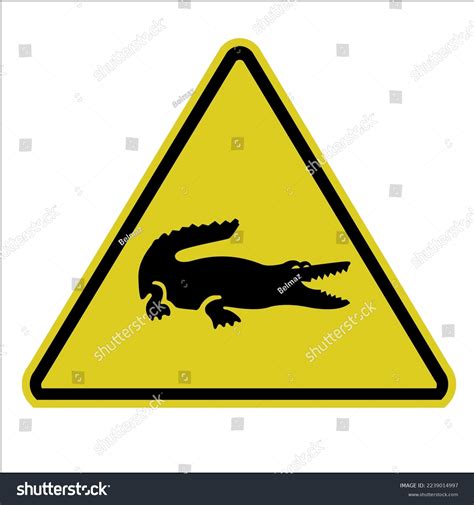 Crocodile Icon On Yellow Triangle Caution Stock Vector Royalty Free