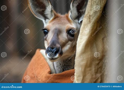 Kangaroo Mother With Her Pouch Full Of Joey S And Their Eyes Peeking Out Stock Illustration