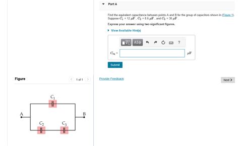 Solved Part Afind The Equivalent Capacitance Between Points