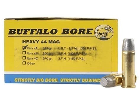 Buffalo Bore Ammo 44 Remington Mag 305 Grain Lead Flat Nose Box Of 20