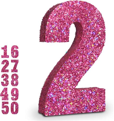 Amazon Eploger 10 Inch Pink Glitter Number Sign 2 Birthday