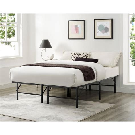 HOMESTOCK Black 14" Queen Bed Frame Heavy Duty Foldable Bed Frame ...