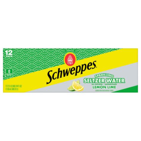 Schweppes Seltzer Water Sparkling Lemon Lime 12 Pack King Kullen