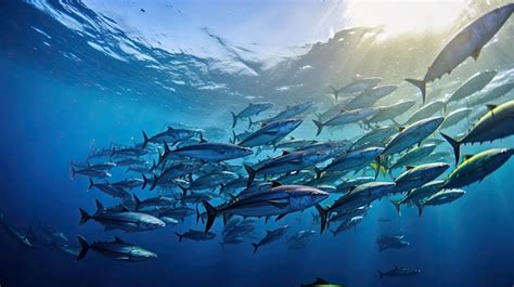 Premium AI Image | Tuna fish in the ocean School of tuna fish in the ocean Tuna Generative AixA